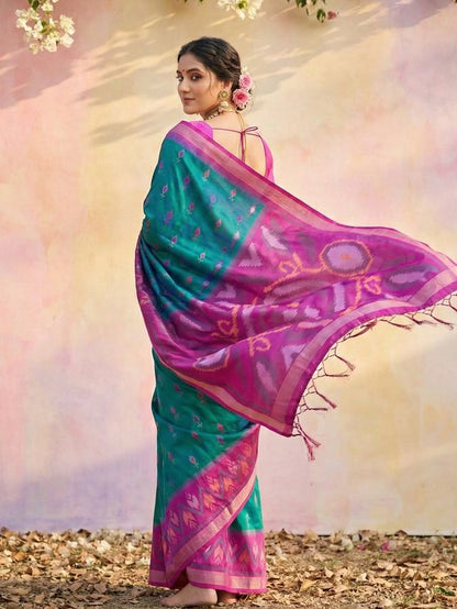 Sky Blue Color Soft Silk Woven Designer Graceful Ethnic Partywear Saree