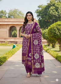 Purple Color Beautiful Gajji Silk Fabric Ethnic Salwar Kameez