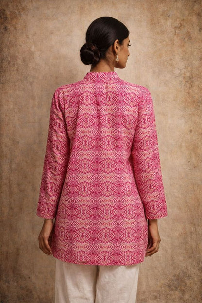 Pink Color Muslin Fabric Formal Looks Kurta For Girls