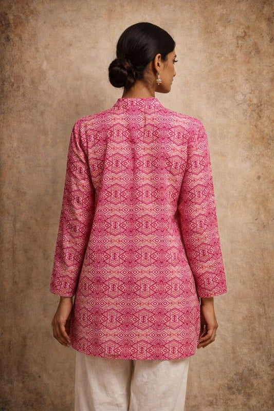 Pink Color Muslin Fabric Formal Looks Kurta For Girls