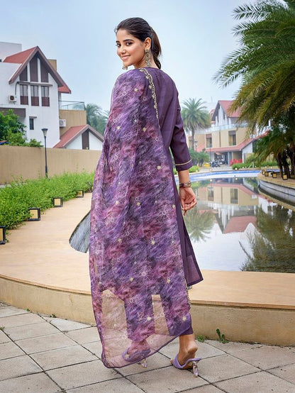 Purple Color Stylish Partywear Readymade Ethnic Suit