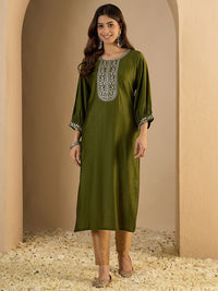 Mahendi Color Trendy Formal Looking Classy Ethnic Kurta For Girl