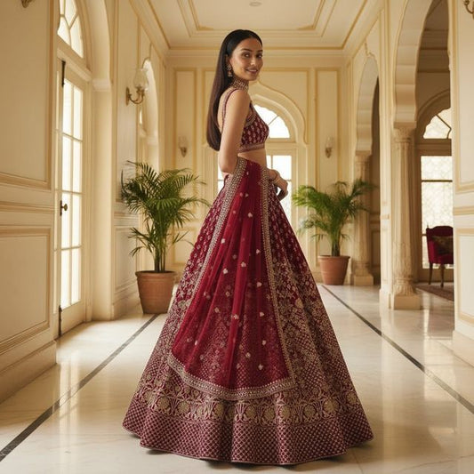Elegant Party Wear Lehenga Set HKV-002310 MARRON