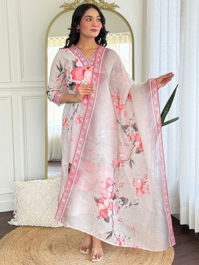 Cream Color Rayon Fabric Designer Ethnic Readymade Kurta Set