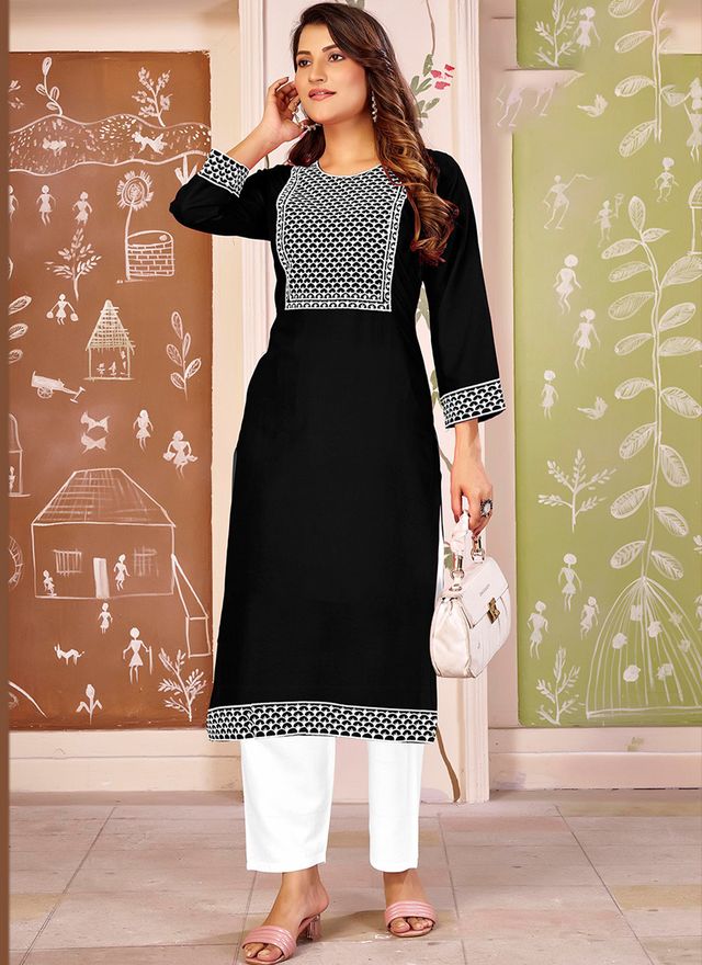 Smart Rayon Fabric Kurta With Bottom For Formal Office Looks
