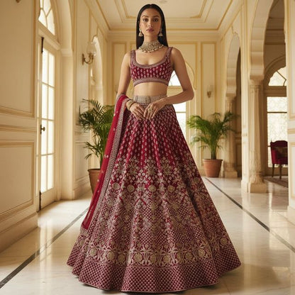 Elegant Party Wear Lehenga Set HKV-002310 MARRON