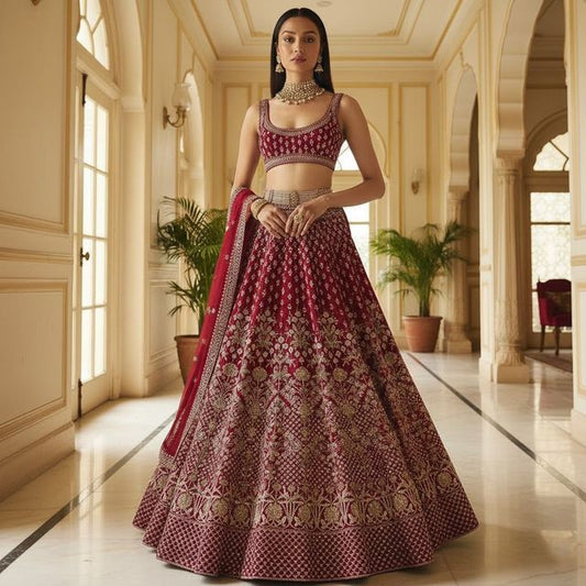 Elegant Party Wear Lehenga Set HKV-002310 MARRON