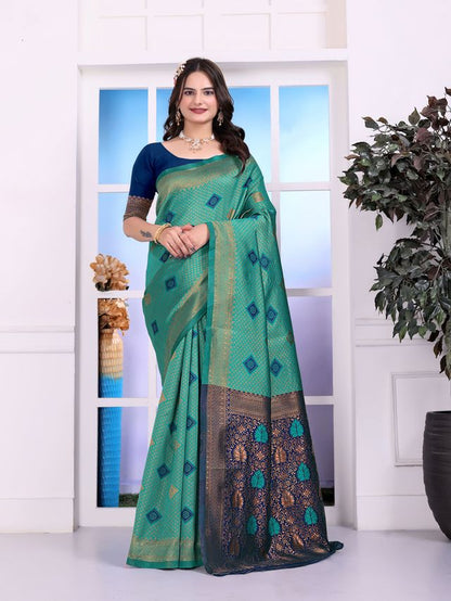 Rama Color Festive Special Traditional Art Silk Woven Designer Saree