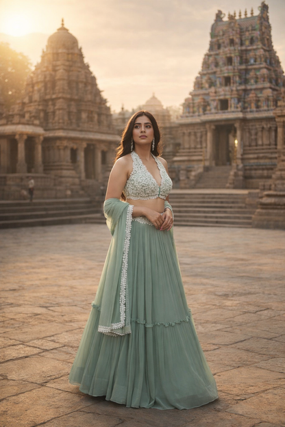 Festive  Designer Lehenga Choli Set for Women HKV-0015050 SEA GREEN