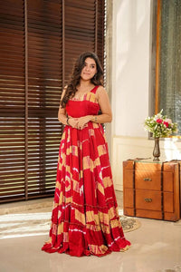 Party wear readymade muslin gown collection Red