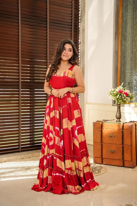 Party wear readymade muslin gown collection Red