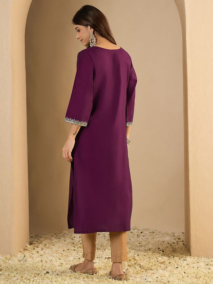 Purple Color Trendy Formal Looking Classy Ethnic Kurta For Girl