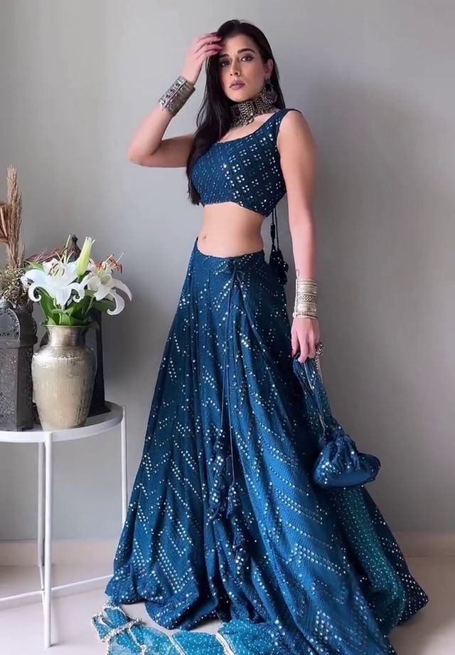 Party Wear Lehenga Choli with Embroidery HKV-003230 BLUE