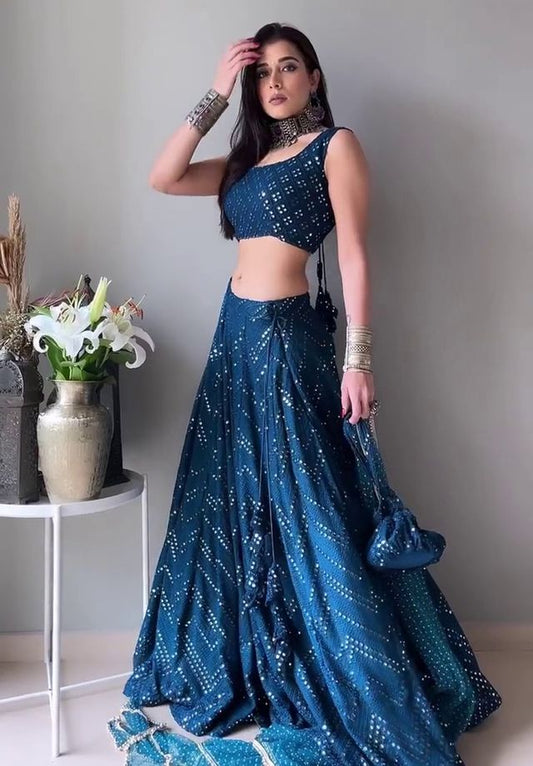 Party Wear Lehenga Choli with Embroidery HKV-003230 BLUE