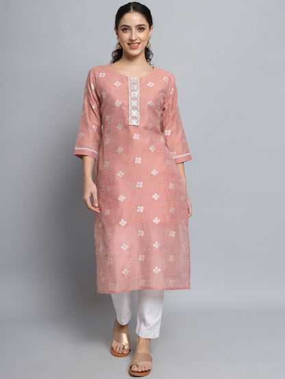 Pink Color Beautiful Silk Blend Fabric Sophisticated Kurta For Girls
