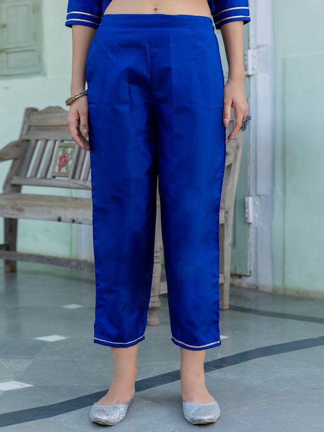 Royal Blue Color Silk Blended Ethnic Partywear Ceremonial Suit