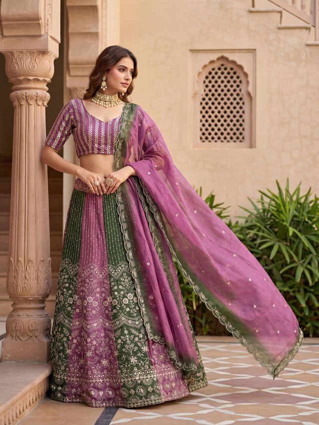 Elegant Embroidered Ethnic Lehenga