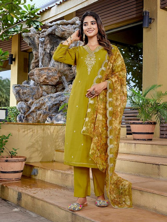 Mustard Color Stylish Partywear Readymade Ethnic Suit
