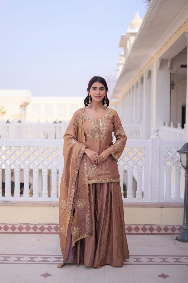 Fendy Crush Fabric Designer Heavy Embroidered Ceremonial Suit