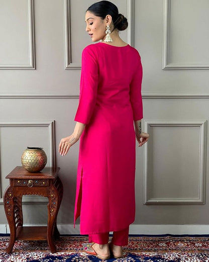 Pink Color Cotton Fabric Elegant Salwar Kameez