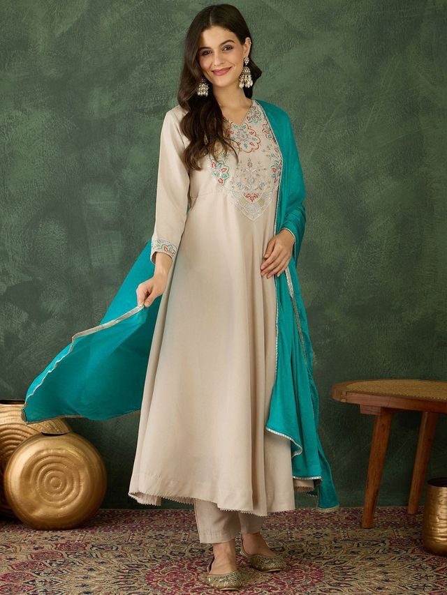 Chiku Color Rayon Fabric Designer Embroidery Work Graceful Partywear Suit