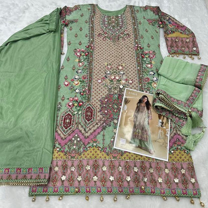 Pastel green Heavy Crepe Digital Print Full Stitched Palazzo Suits