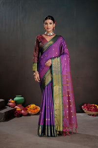 Purple Color Graceful Art Silk Fabric Woven Jacquard Designer Saree