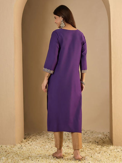 Lavender Color Trendy Formal Looking Classy Ethnic Kurta For Girl