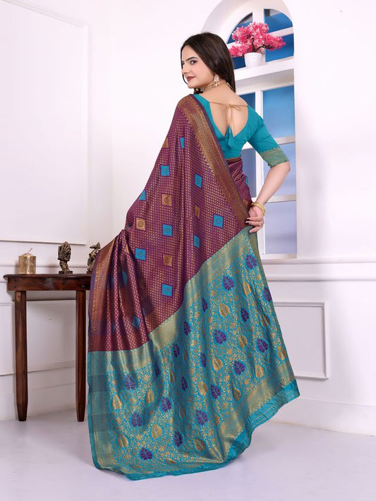 Purple Color Festive Special Traditional Art Silk Woven Designer Saree