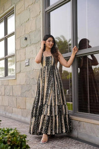 Party wear readymade muslin gown collection Black