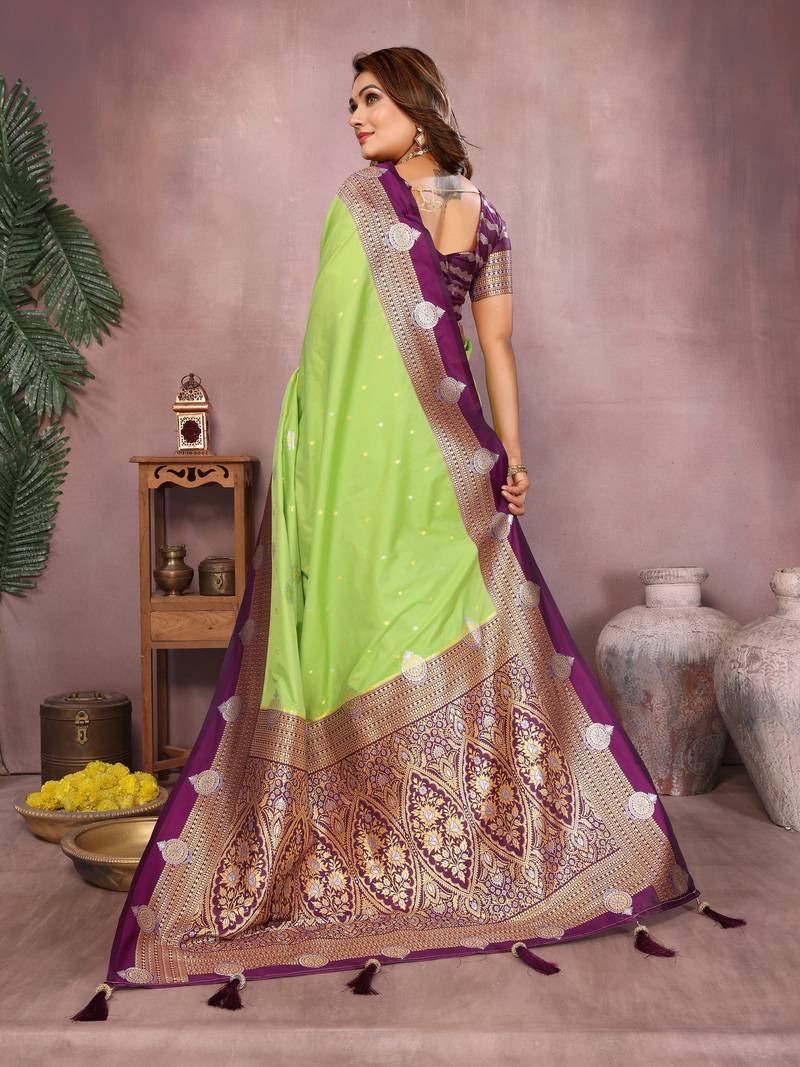 Perrot Pure Handloom Kalamkari Silk With Zari Woven Design Saree With Blouse