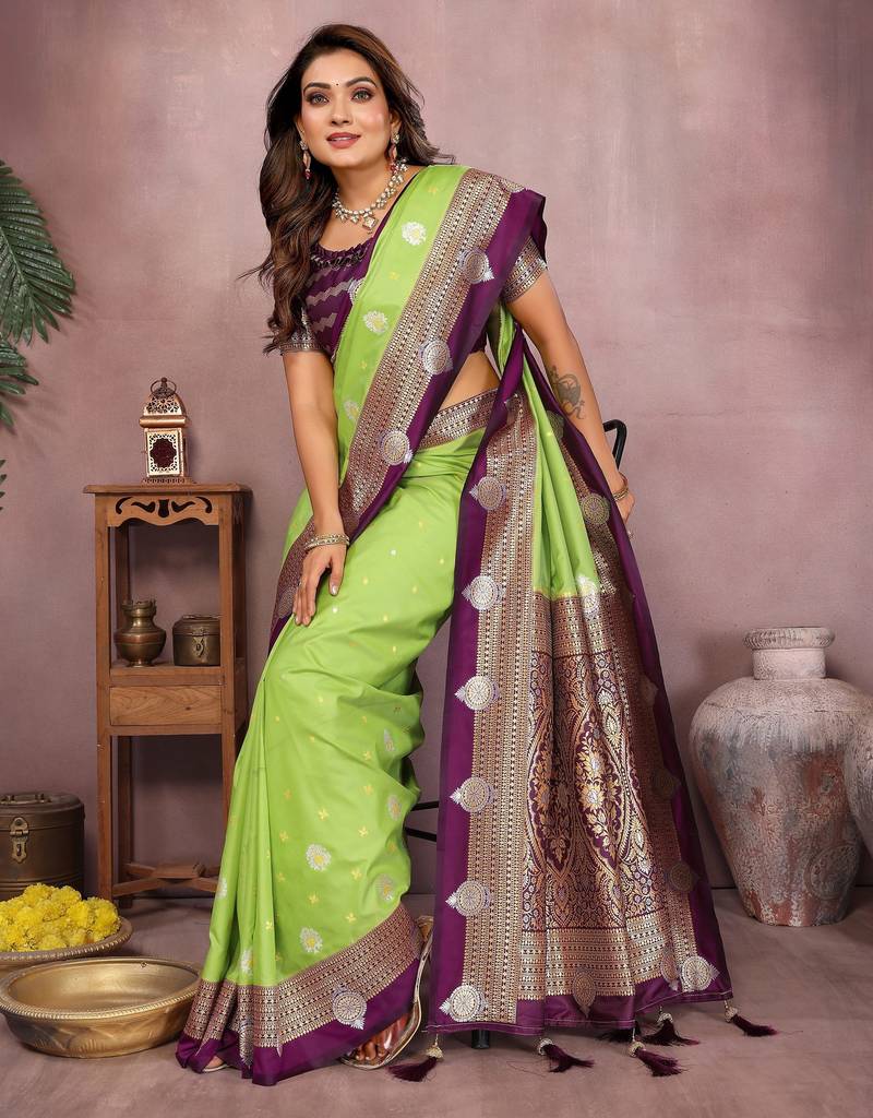 Perrot Pure Handloom Kalamkari Silk With Zari Woven Design Saree With Blouse
