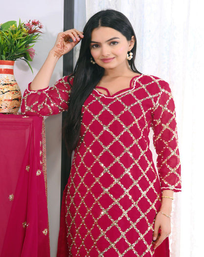 Gorgeous Heavy Fox Georgette Suit With Sequence Embroidered Work