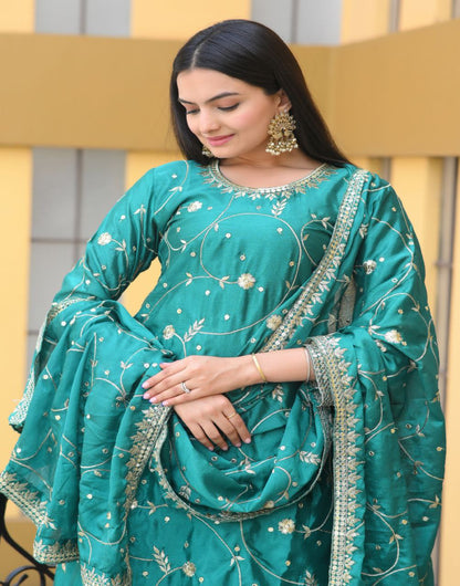 Rama Heavy Chinon Suit With Sequence Embroidered Work