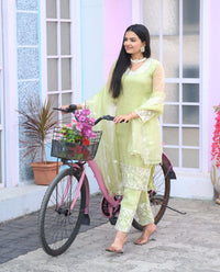 Heavy Organza Suit With Sequence Embroidered Work
