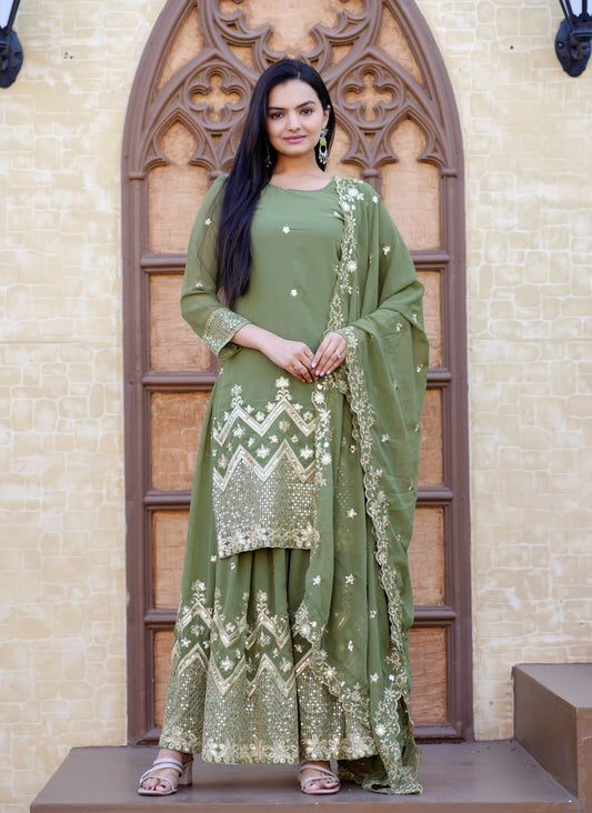 Beautiful Heavy Fox Georgette Suit With Sequence Embroidered Work 29 Pista