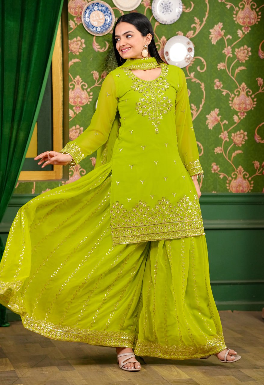 Heavy Georgette Suit With Sequence Embroidered Work