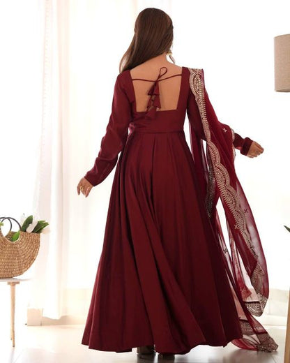 Maroon Anarkali Suit With Dupatta Beautiful Maroon Color Printed Anarkali Kurta