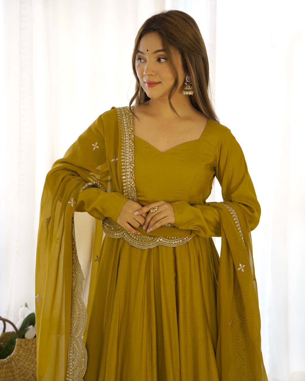 Mustard Long Sleeve Maxi Dress For Wedding Yellow Gown For Haldi Latest Yellow Trendy Dress For Haldi Ceremony Buy Yellow Gowns