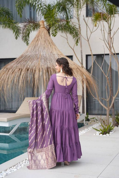 Anarkali Kurta Gown is a stunning traditional Indian outfit that combines elegance and style It is typically worn by women for special occasions