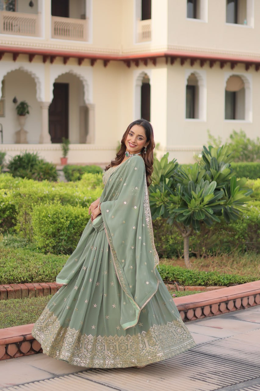 Designer Embroidered Lehenga Choli Set Style 038