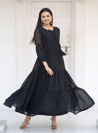 Fox Georgette with Flarred Suit With Chikankari work