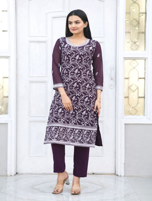 Beautiful Heavy Fox Georgette Suit With Sequence Embroidered Work