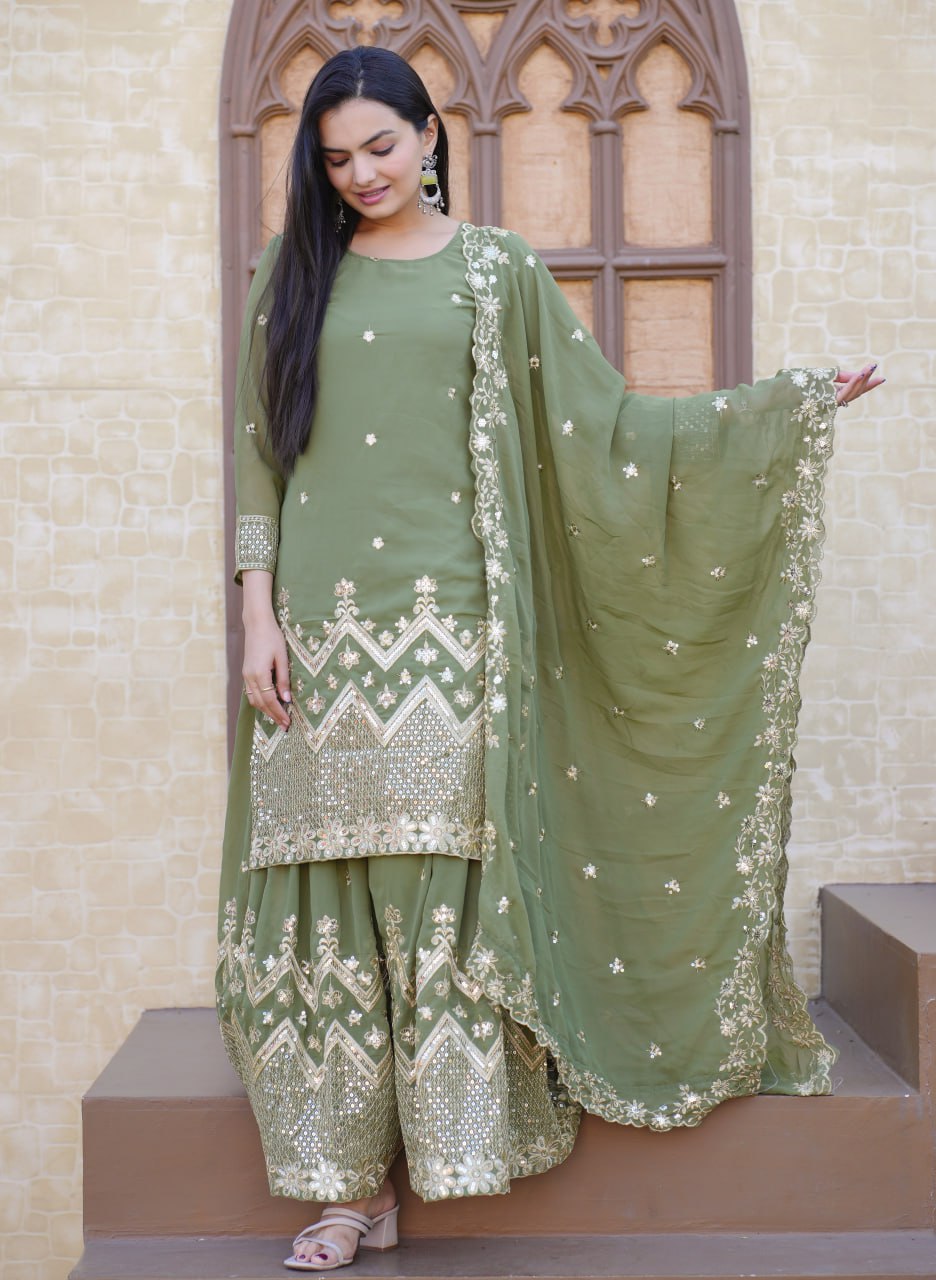 Beautiful Heavy Fox Georgette Suit With Sequence Embroidered Work 29 Pista