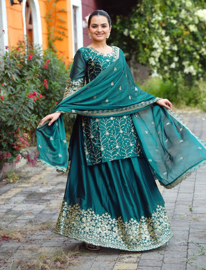 Beautiful Heavy Rangoli Suit With Sequence Embroidered Work