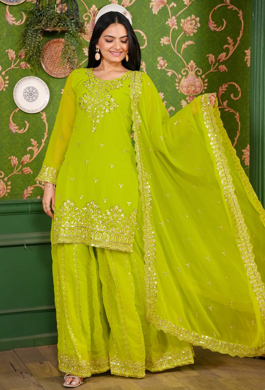 Heavy Georgette Suit With Sequence Embroidered Work