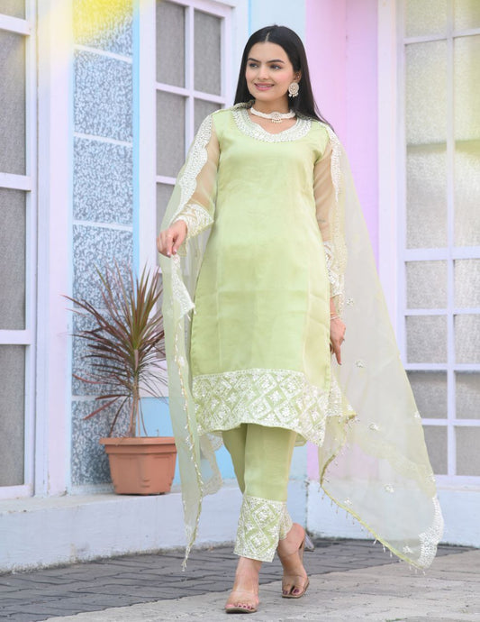 Heavy Organza Suit With Sequence Embroidered Work