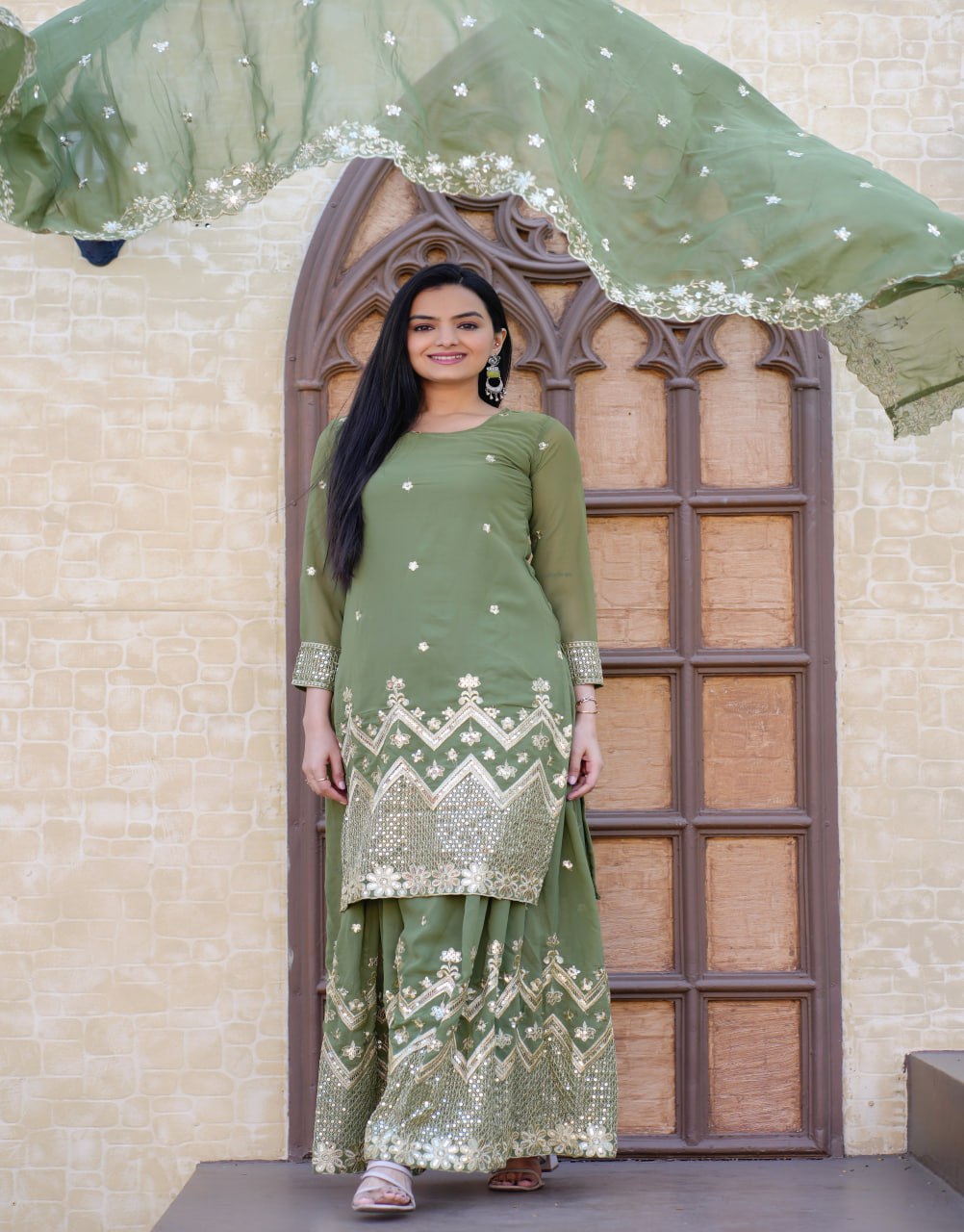 Beautiful Heavy Fox Georgette Suit With Sequence Embroidered Work 29 Pista