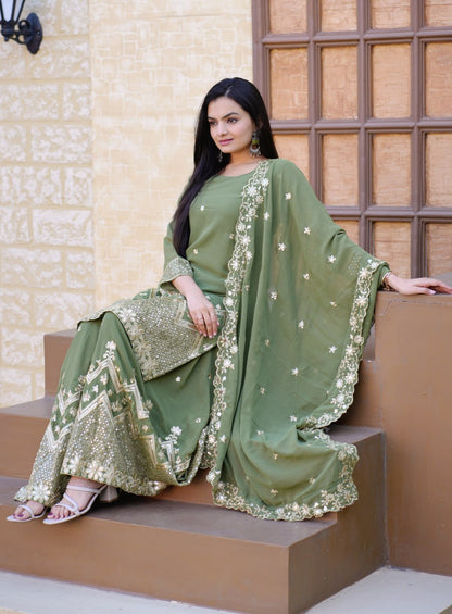 Beautiful Heavy Fox Georgette Suit With Sequence Embroidered Work 29 Pista