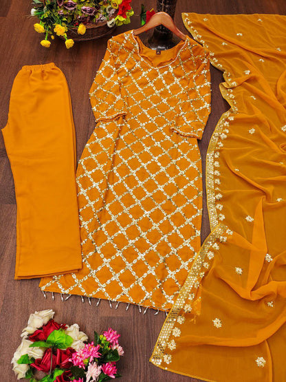 Gorgeous Heavy Fox Georgette Suit With Sequence Embroidered Work